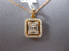 ESTATE .49CT DIAMOND 18KT ROSE GOLD ROUND & BAGUETTE CLUSTER SQUARE HALO PENDANT