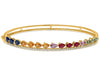3.06CT DIAMOND & AAA MULTI GEM 14KT YELLOW GOLD PEAR SHAPE & ROUND CUFF BRACELET