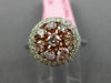 WIDE .97CT WHITE & PINK DIAMOND 18KT WHITE & ROSE GOLD CLUSTER HALO FLOWER RING