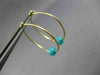 ESTATE AAA TURQUOISE 14KT YELLOW GOLD 3D CLASSIC HOOP HANGING EARRINGS #26011