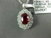LARGE 1.62CT DIAMOND & AAA RUBY 18KT WHITE GOLD 3D OVAL DOUBLE HALO PENDANT