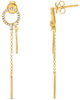 .21CT DIAMOND 14KT YELLOW GOLD ROUND & BAGUETTE CIRCLE OF LIFE HANGING EARRINGS