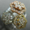 ESTATE LARGE 1.09CT DIAMOND 14KT TRI COLOR GOLD 3D MULTI FLOWER HEXAGON FUN RING