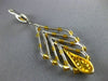 ESTATE LARGE 3.45CT WHITE & FANCY YELLOW DIAMOND 18KT 2 TONE GOLD LEAF EARRINGS
