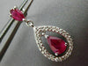ESTATE 1.50CT DIAMOND & AAA RUBY 14KT WHITE GOLD TEAR DROP PEAR HANGING EARRINGS