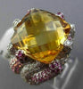 LARGE 17.10CT DIAMOND PINK SAPPHIRE & CITRINE 18KT WHITE GOLD SQUARE FLAME RING