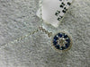 ESTATE .55CT DIAMOND & AAA SAPPHIRE 18KT WHITE GOLD 3D FLOWER SOLITAIRE PENDANT