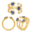 LARGE 1.14CT DIAMOND & AAA SAPPHIRE 14KT YELLOW GOLD MULTI SHAPE HALO BEZEL RING