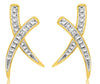 ESTATE .30CT DIAMOND 14KT YELLOW GOLD 3D CLASSIC X LOVE STUD EARRINGS