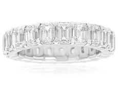 LARGE 6.65CT DIAMOND 14K WHITE GOLD EMERALD CUT CLASSIC WEDDING ANNIVERSARY RING