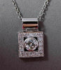 ESTATE LARGE .88CT DIAMOND 14KT WHITE GOLD SQUARE HALO SOLITAIRE PENDANT #16028