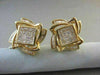 ESTATE LARGE 3.60CT DIAMOND 14KT YELLOW GOLD SQUARE FLOWER CLIP ON EARRINGS