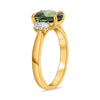 LARGE 3.52CT DIAMOND AAA GREEN SAPPHIRE 18KT YELLOW GOLD 3 STONE ENGAGEMENT RING