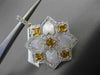 ESTATE LARGE 1.50CT DIAMOND & CITRINE 14K TWO TONE GOLD SQUARE SNOWFLAKE PENDANT