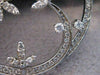 LARGE ANTIQUE DIAMOND 14KT WHITE GOLD FLOWER MEDAL PENDANT + CHAIN #18538