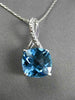 ESTATE LARGE 4.52CT DIAMOND & AAA BLUE TOPAZ 14K WHITE GOLD LUCIDA PENDANT CHAIN