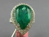 ESTATE EXTRA LARGE 8.39CT DIAMOND & AAA EMERALD 18KT WHITE GOLD ENGAGEMENT RING