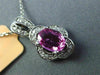 ESTATE .97CT DIAMOND & AAA PINK SAPPHIRE 14KT WHITE GOLD FLOWER FLOATING PENDANT