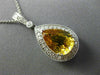 ESTATE 4.48CT DIAMOND & AAA YELLOW SAPPHIRE 14K WHITE GOLD PEAR SHAPE NECKLACE