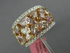 GIA LARGE 5.11CT MULTI COLOR DIAMOND 18K 2 TONE GOLD 3D CLUSTER ANNIVERSARY RING