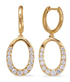 .65CT DIAMOND 14K YELLOW GOLD CLASSIC GRADUATING OPEN OVAL HOOP HANGING EARRINGS