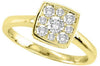 ESTATE .15CT DIAMOND 14K YELLOW GOLD 3D ROUND SQUARE CLUSTER BEZEL FUN LOVE RING