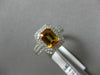 ESTATE  2.14CT DIAMOND & AAA CITRINE 14KT WHTIE GOLD DOUBLE HALO ENGAGEMENT RING