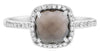 1.49CT DIAMOND & AAA SMOKY QUARTZ 14KT WHITE GOLD CUSHION & ROUND SQUARE RING