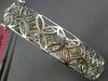 WIDE 10.90CT DIAMOND & COLOMBIAN EMERALD 18K 2 TONE GOLD CLUSTER BANGLE BRACELET