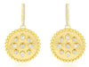 .85CT DIAMOND 14KT YELLOW GOLD CIRCULAR FLORAL ETOILE BEZEL FUN HANGING EARRINGS