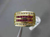 ESTATE 1.40CTW ROUND DIAMOND & AAA RUBY 14KT YELLOW GOLD SQUARE COCKTAIL RING