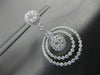 ESTATE LARGE 4.03 DIAMOND 14KT WHITE GOLD 3D CIRCULAR FLOWER HANGING EARRINGS