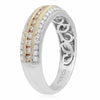 ESTATE WIDE .62CT WHITE & PINK DIAMOND 18K WHITE & ROSE GOLD 3D ANNIVERSARY RING