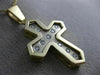 ESTATE LARGE .30CT DIAMOND 14KT TWO TONE GOLD CLASSIC ETOILE CROSS PENDANT #2684