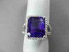 ESTATE LARGE 6.22CTW DIAMOND & AAA AMETHYST 14KT WHITE GOLD HALO ENGAGEMENT RING