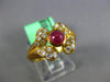 ESTATE .90CT DIAMOND & AAA RUBY 18KT YELLOW GOLD 3D FLOWER LEAF FUN RING
