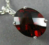 ESTATE 2.91CT DIAMOND & EXTRA FACET GARNET 14KT WHITE GOLD OVAL FLOATING PENDANT