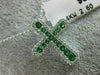 ESTATE .44CT DIAMOND & AAA EMERALD 14KT WHITE GOLD 3D CROSS FLOATING PENDANT