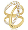 ESTATE LARGE .87CT DIAMOND 14KT YELLOW GOLD 3 ROW CRISS CROSS LOVE KNOT FUN RING