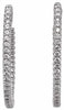 ESTATE .55CT DIAMOND 18KT WHITE GOLD 3D ROUND CLASSIC OVAL HOOP HANGING EARRINGS