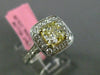 ESTATE LARGE GIA 2.11CT DIAMOND 18K TWO TONE GOLD 3D CUSHION CUT ENGAGEMENT RING