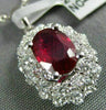 LARGE 1.62CT DIAMOND & AAA RUBY 18KT WHITE GOLD 3D OVAL DOUBLE HALO PENDANT