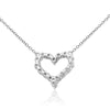 ESTATE .67CT ROUND DIAMOND 14KT WHITE GOLD 3D CLASSIC OPEN HEART LOVE NECKLACE