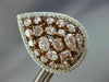 6.01CT WHITE & FANCY PINK DIAMOND 18K WHITE & ROSE GOLD 3D CLUSTER PEAR EARRINGS