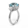 6.61CT DIAMOND & AAA PARAIBA TOURMALINE 18KT WHITE GOLD 3D ROUND & BAGUETTE RING