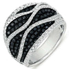 LARGE 1.94CT WHITE & BLACK DIAMOND 14KT WHITE GOLD 3D PAVE MULTI LEAF FUN RING