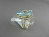 ESTATE WIDE RECTANGULAR 18.33CT AAA BLUE TOPAZ & DIAMOND 18KT TWO TONE GOLD RING