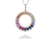 ESTATE 1.4CT DIAMOND & MULTI COLOR SAPPHIRE 14K ROSE GOLD CIRCLE OF LIFE PENDANT