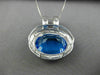 ESTATE EXTRA LARGE 45.25CT DIAMOND & BLUE TOPAZ 14K WHITE GOLD HALO OVAL PENDANT