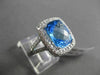 ESTATE LARGE 7.15CTW DIAMOND & AAA BLUE TOPAZ 14KT WHITE GOLD FILIGREE FUN RING